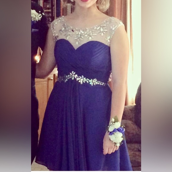 Beautiful blue mini dress great for homecoming, prom,or a fun girls night out! - Picture 8 of 8